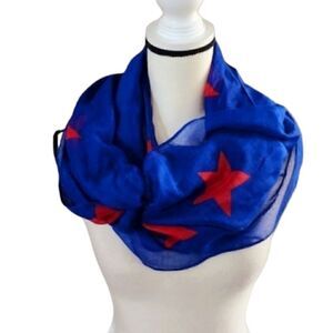 Blue and red star infinity scarf